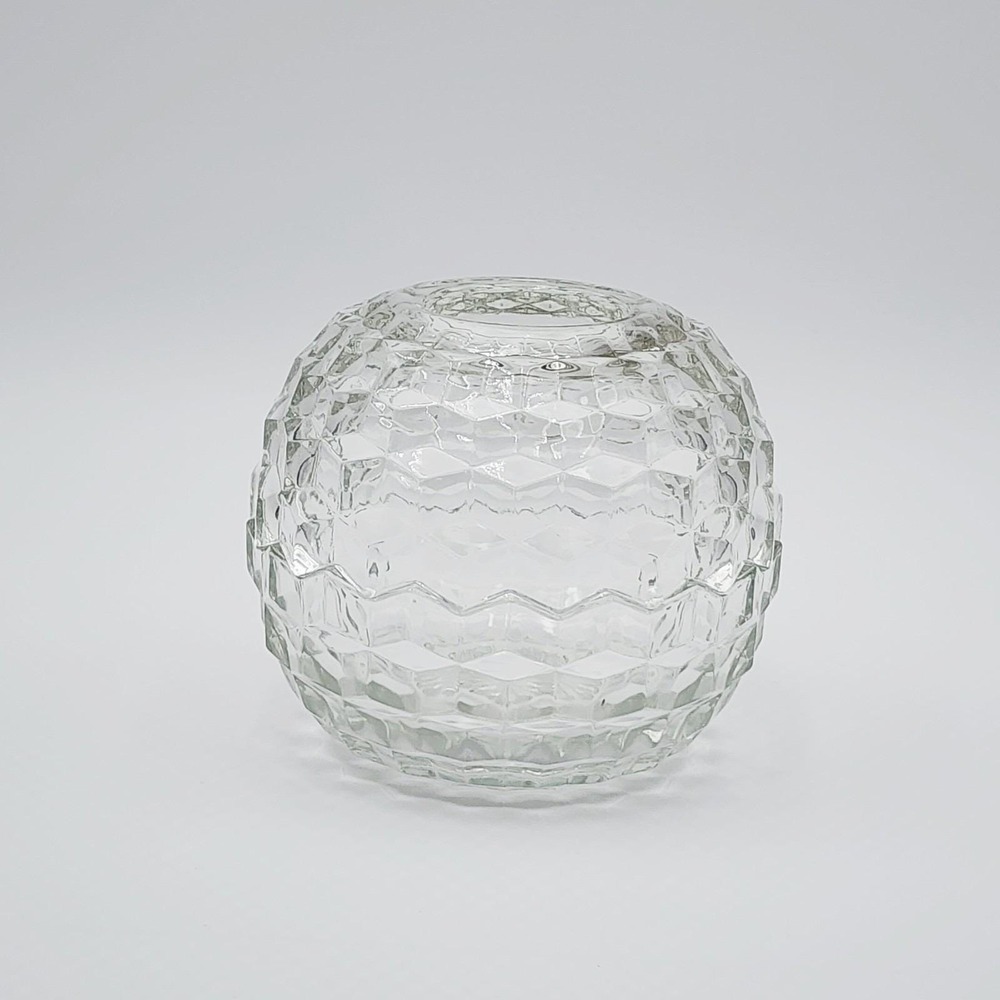 Vintage Cubist Clear Glass Fairy Lamp HOMCO Fostoria Style 4.5 x 5.5